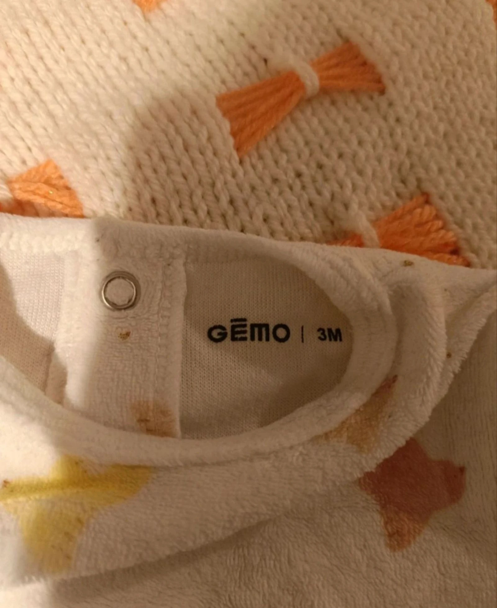 Pijama dors-bien veludo branco com motivos de pássaros GÉMO – Tamanho 3 meses – Muito bom estado – photo 2